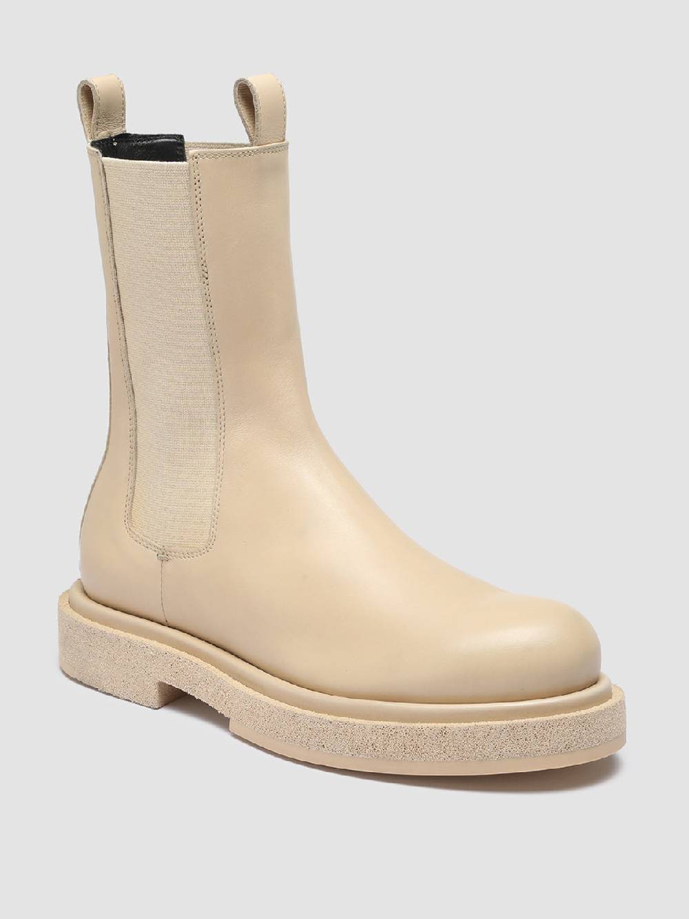 Officine Creative TONAL 105 Stivaletti Chelsea in Pelle Avorio Saldi Di Fabbrica