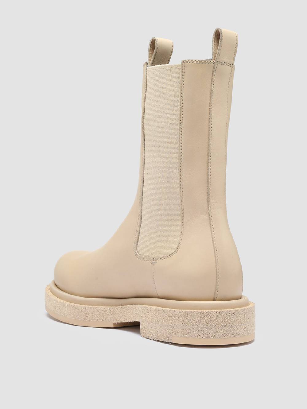 Officine Creative TONAL 105 Stivaletti Chelsea in Pelle Avorio Saldi Di Fabbrica