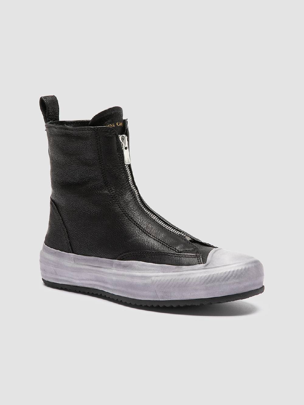 Officine Creative MES 109 Sneaker Alte in Pelle Nera Nuova