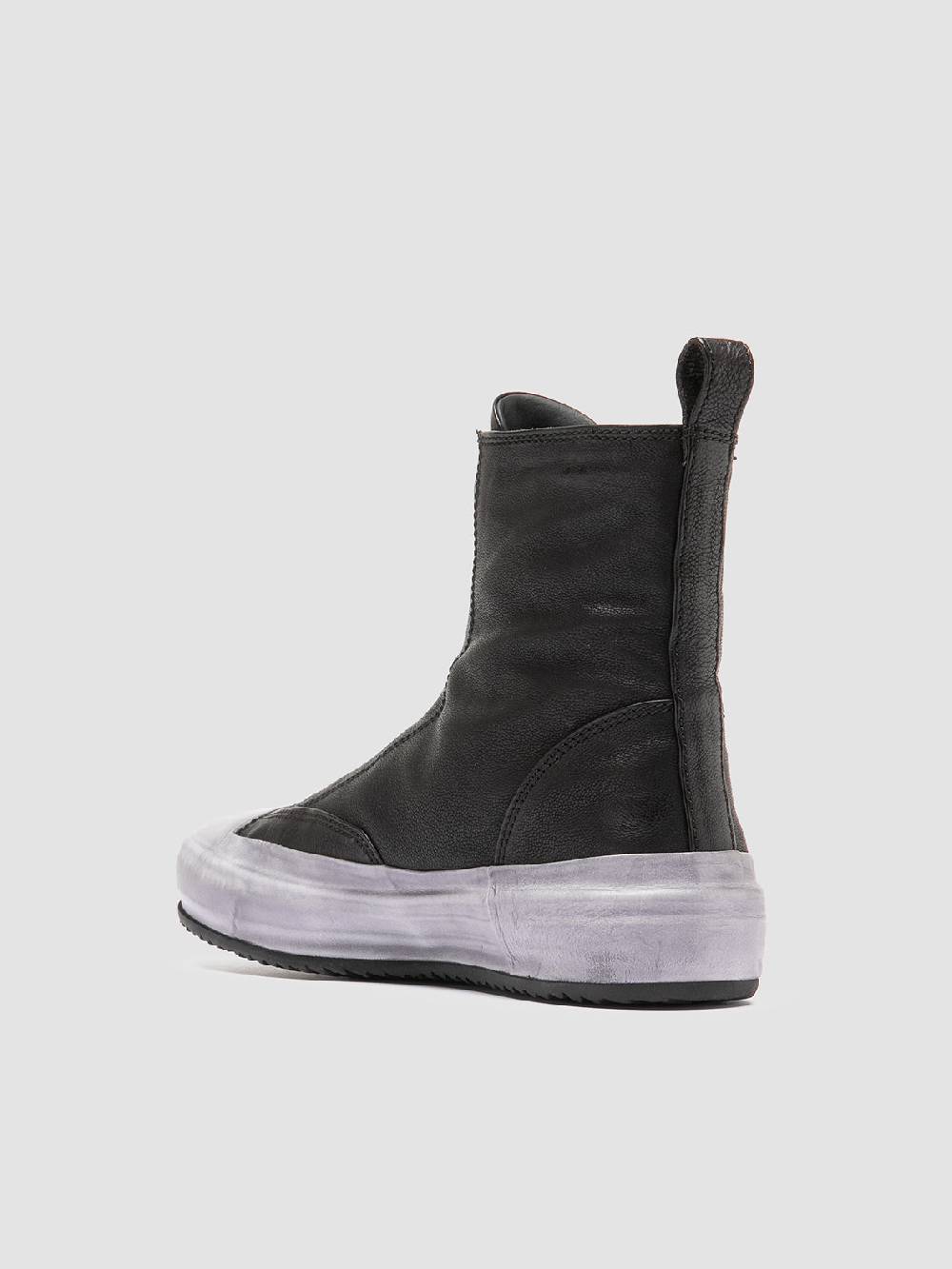 Officine Creative MES 109 Sneaker Alte in Pelle Nera Nuova