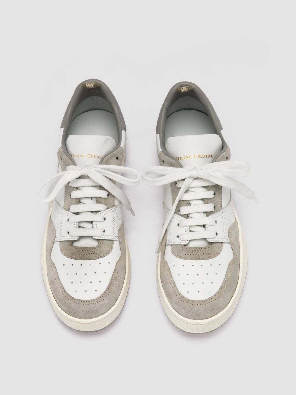 Officine Creative MOWER 120 Sneakers Basse in Pelle e Camoscio Bianca Qualità