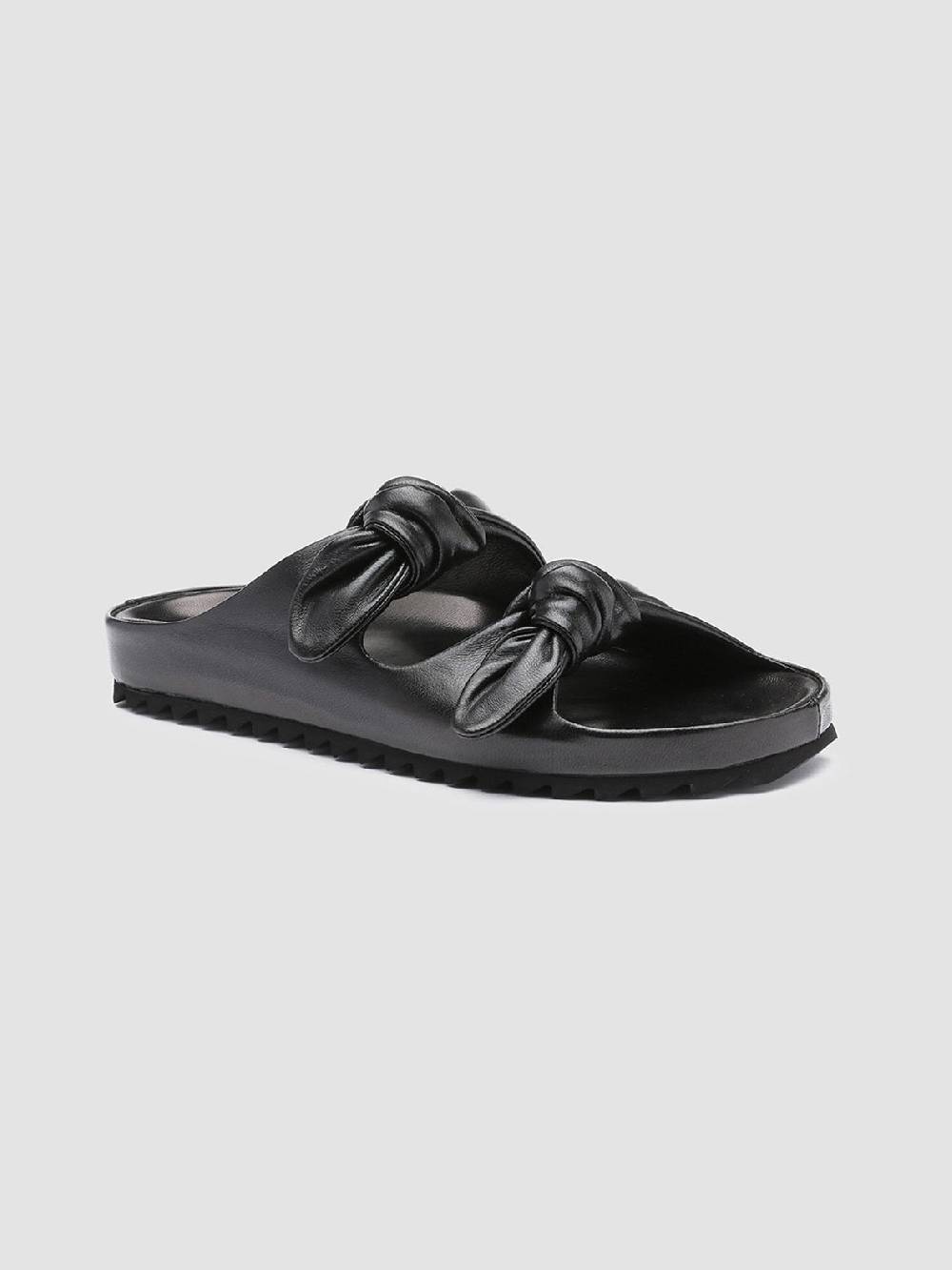 Officine Creative PELAGIE 010 Sandali in Pelle Intrecciata Nera Sottocosto