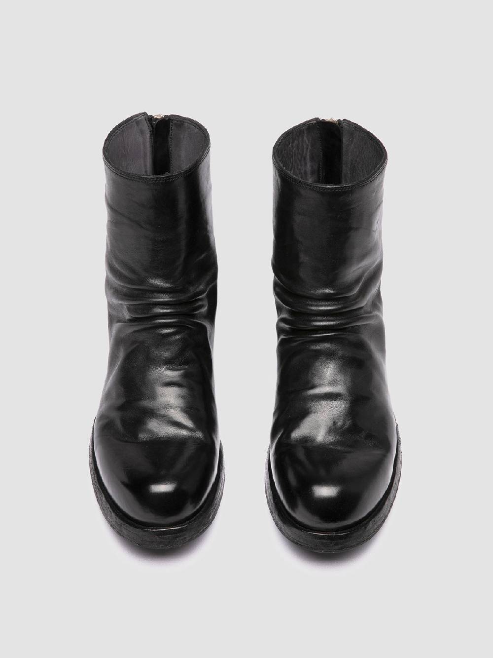 Officine Creative BULLA DD 303 Stivali con Zip in Pelle Nera Saldi Di Fabbrica