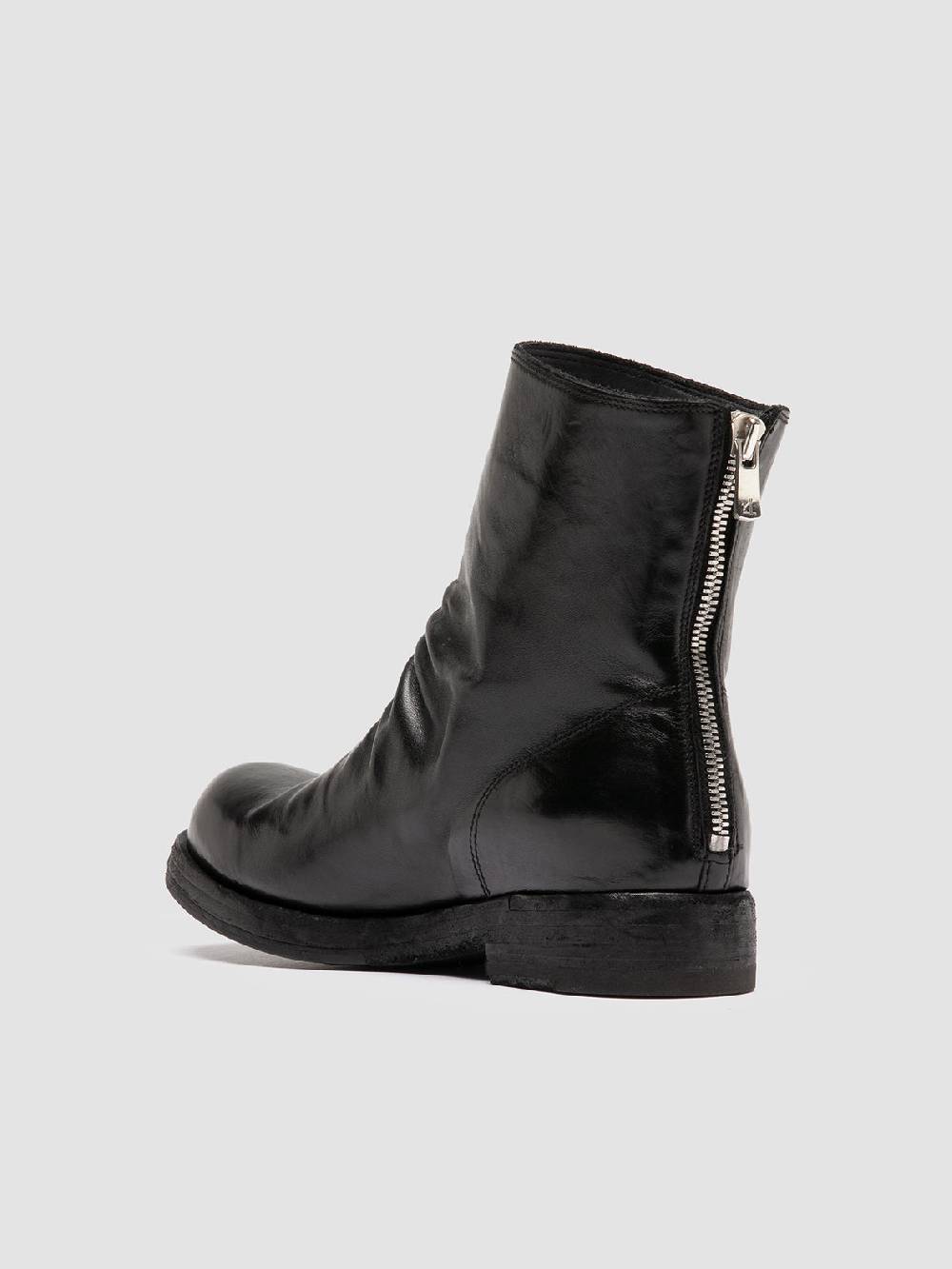 Officine Creative BULLA DD 303 Stivali con Zip in Pelle Nera Saldi Di Fabbrica