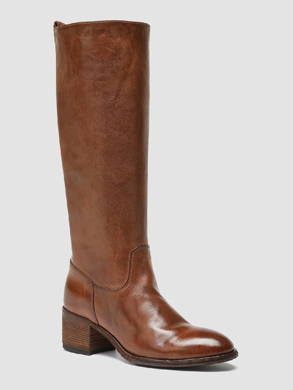 Officine Creative DENNER 116 Stivali Zip in Pelle Marrone Italia
