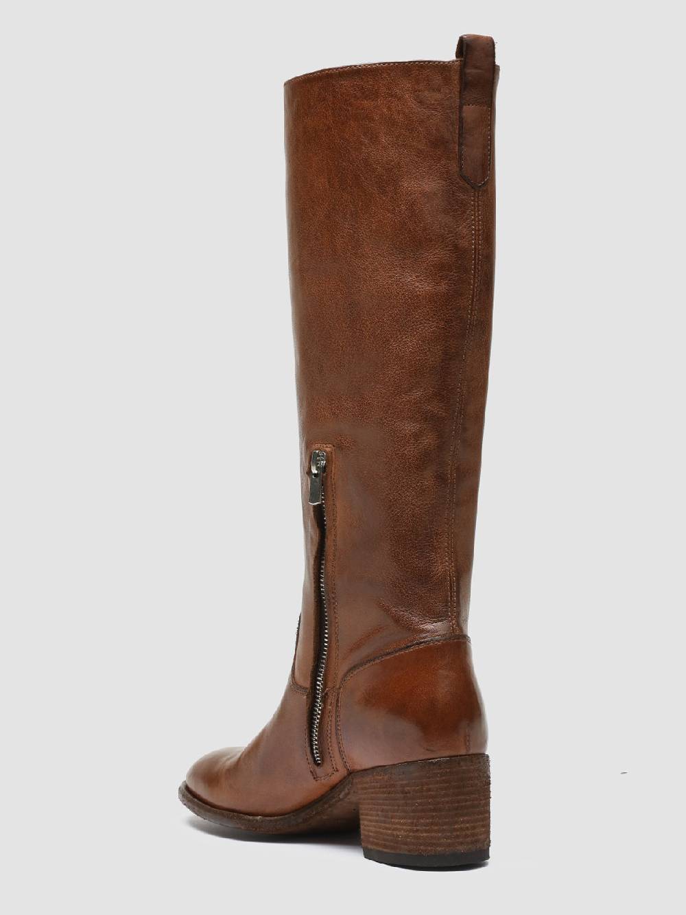 Officine Creative DENNER 116 Stivali Zip in Pelle Marrone Italia