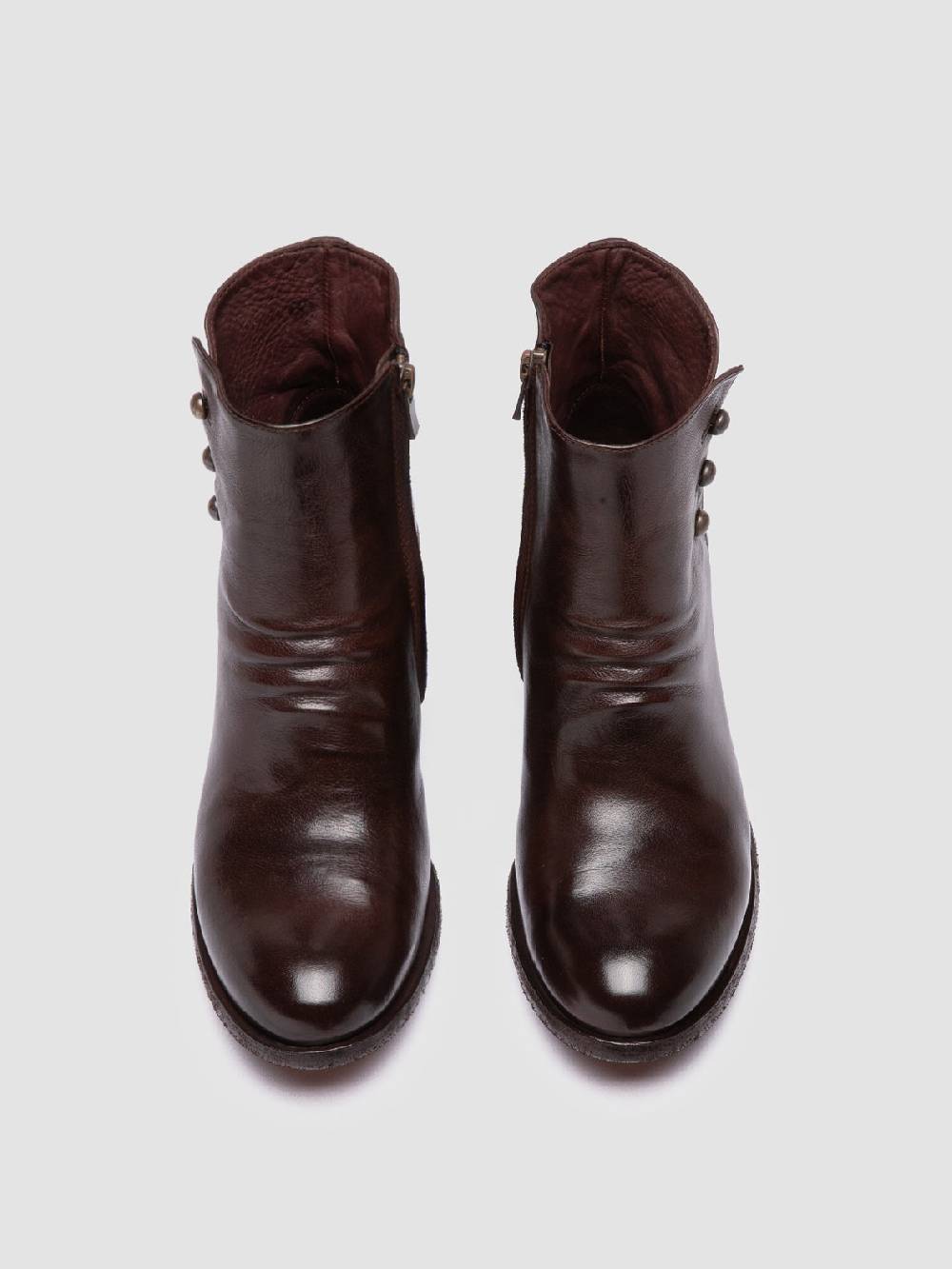 Officine Creative GODEAU 004 Stivali con Zip in Pelle Marrone In Saldo