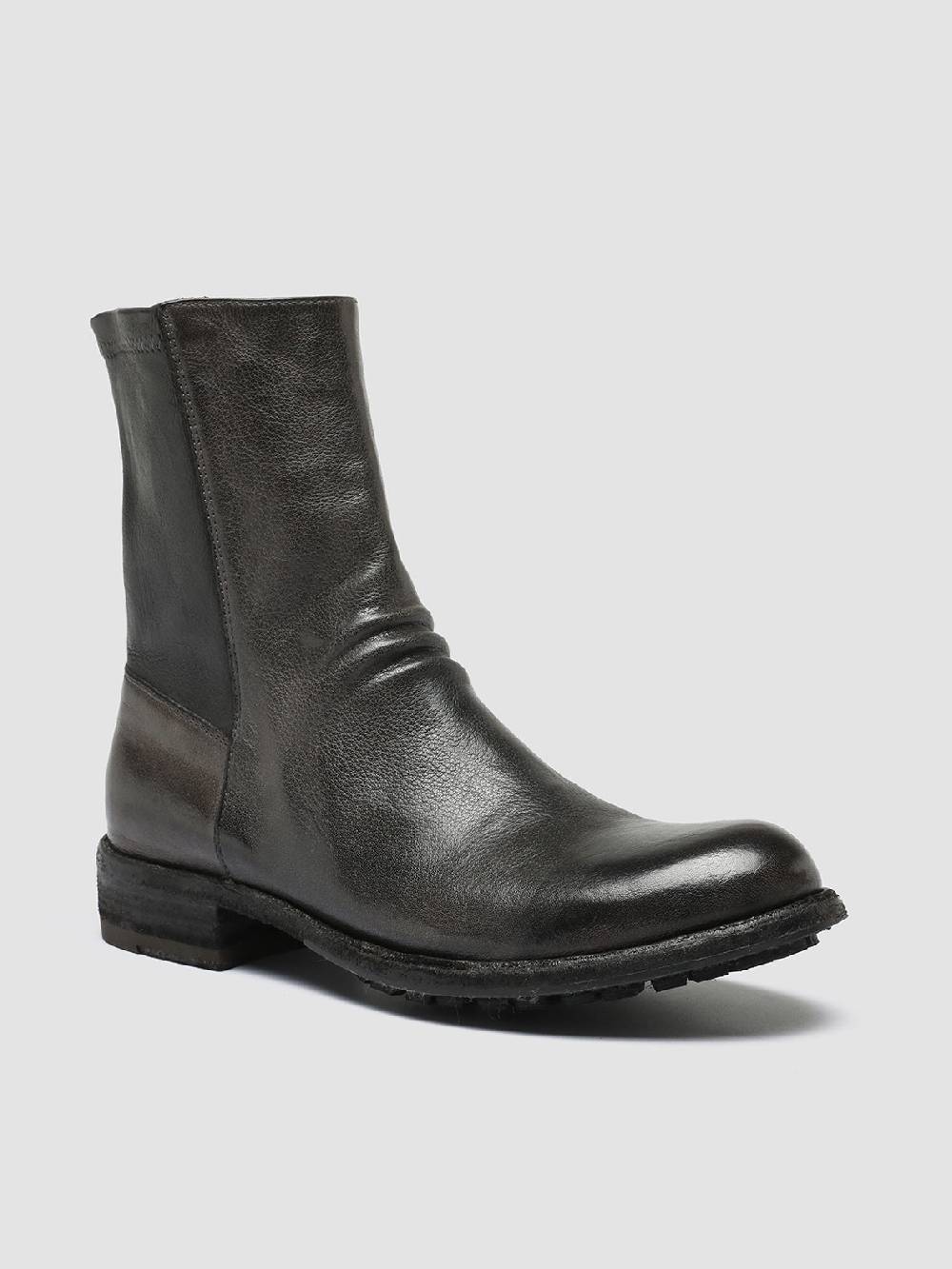 Officine Creative LEGRAND 203 Stivali Zip in Pelle Grigia Negozi Online