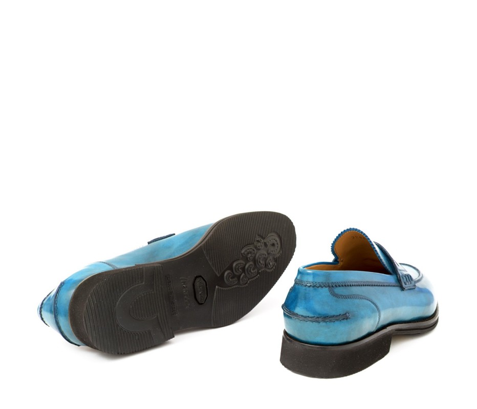 Pakerson MOCASSINO LUCCA PELLE AZZURRO BAY Nuova
