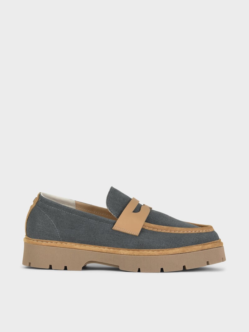 Panchic SLIP ON P99 UOMO IN LINO E SUEDE ASFALTO Offerta