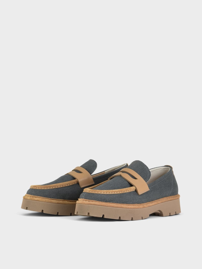 Panchic SLIP ON P99 UOMO IN LINO E SUEDE ASFALTO Offerta