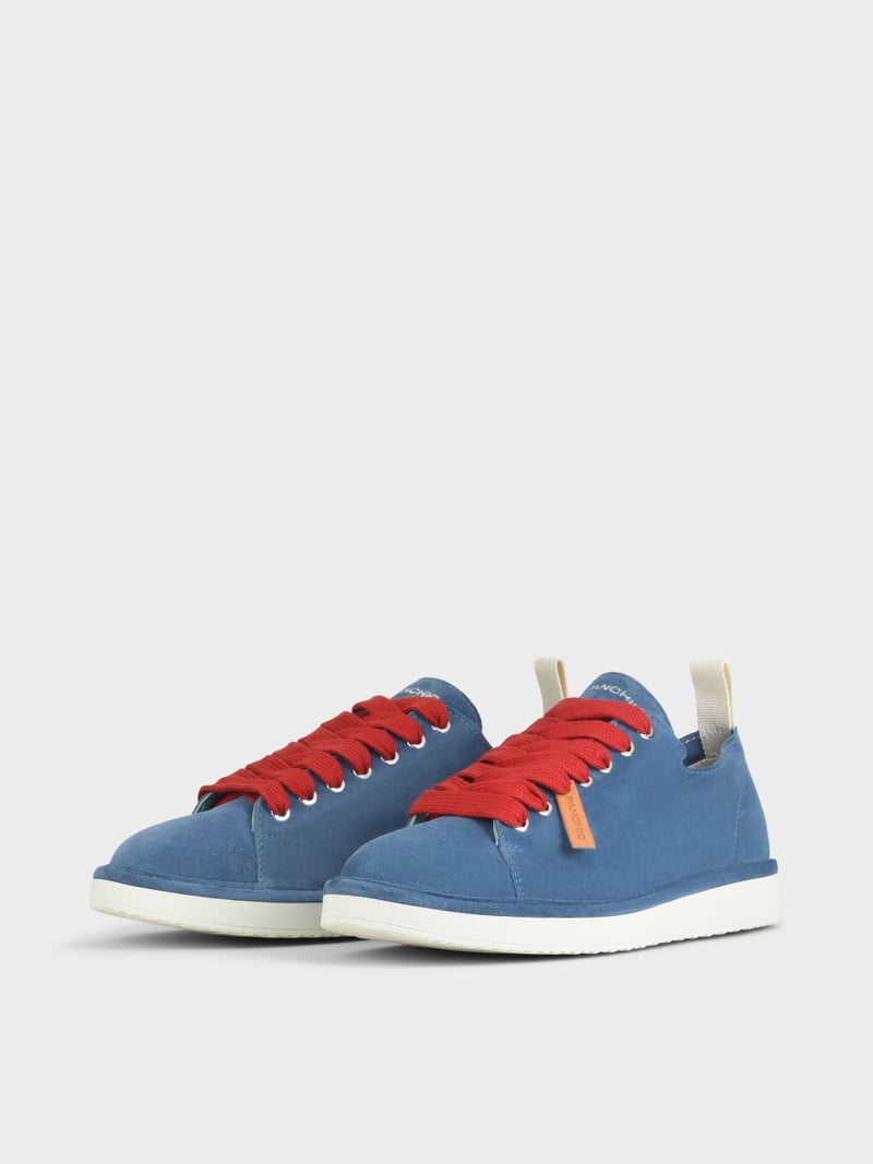 Panchic SCARPA ALLACCIATA P01 UOMO IN SUEDE BLUE-ROSSO Qualità Garantita