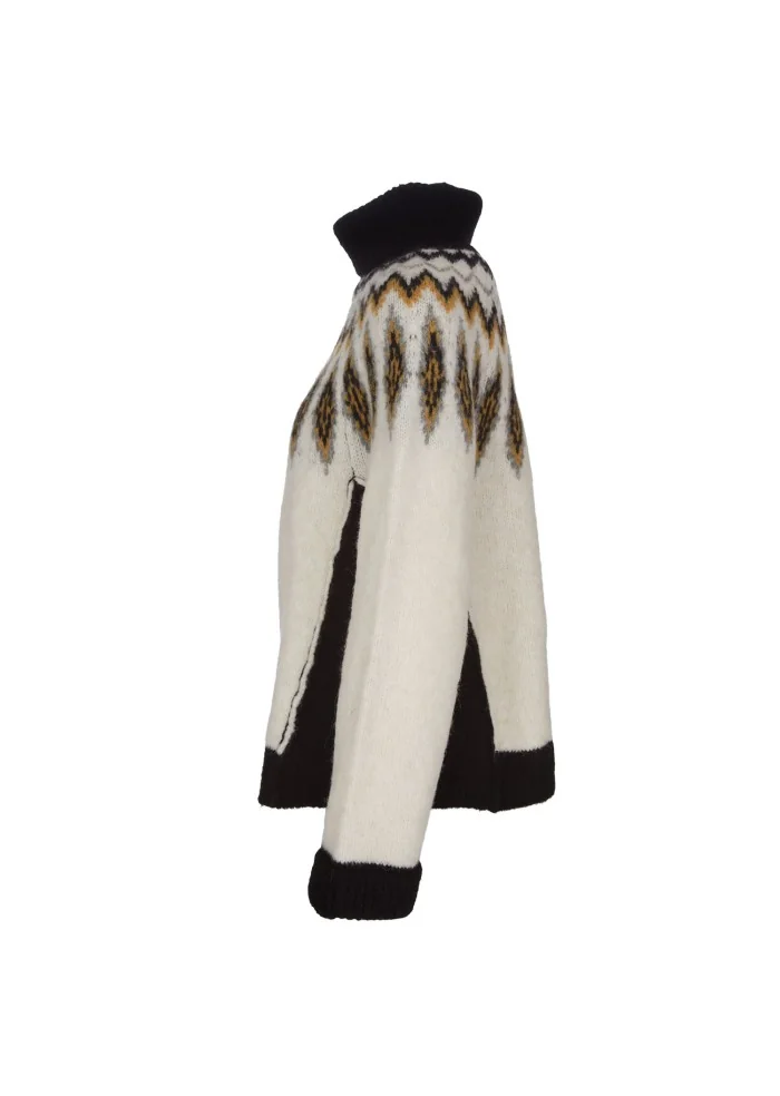 SEMICOUTURE | MAGLIONE DOLCEVITA BIANCO NERO OCRA Italia