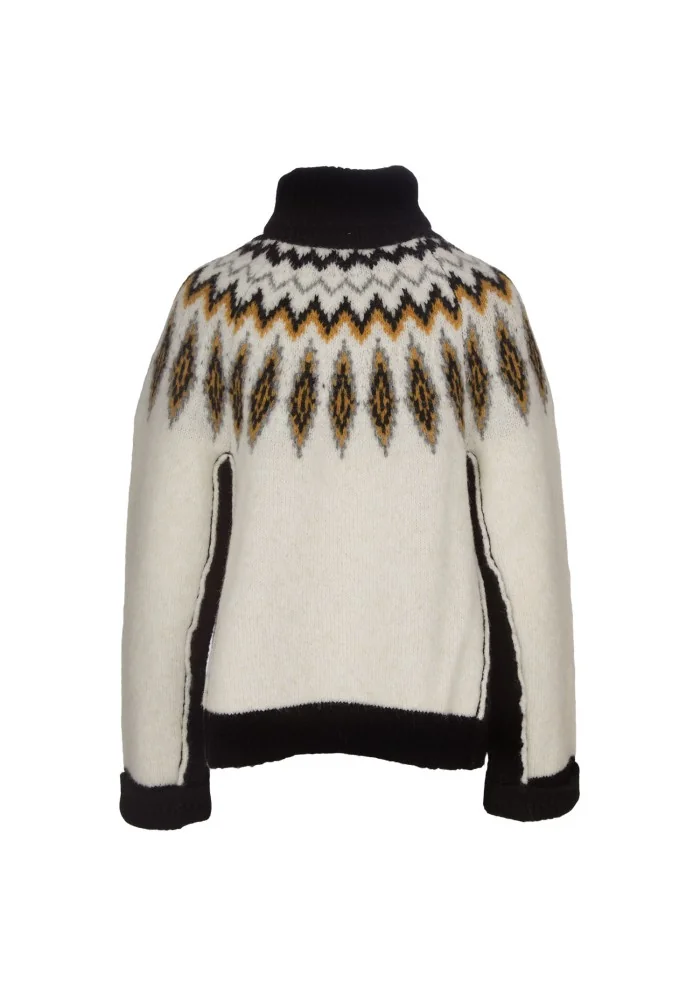 SEMICOUTURE | MAGLIONE DOLCEVITA BIANCO NERO OCRA Italia