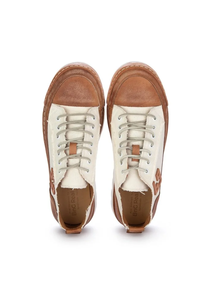BNG REAL SHOES | SNEAKERS LA NOCCIOLA BIANCO MARRONE Vendita Economica