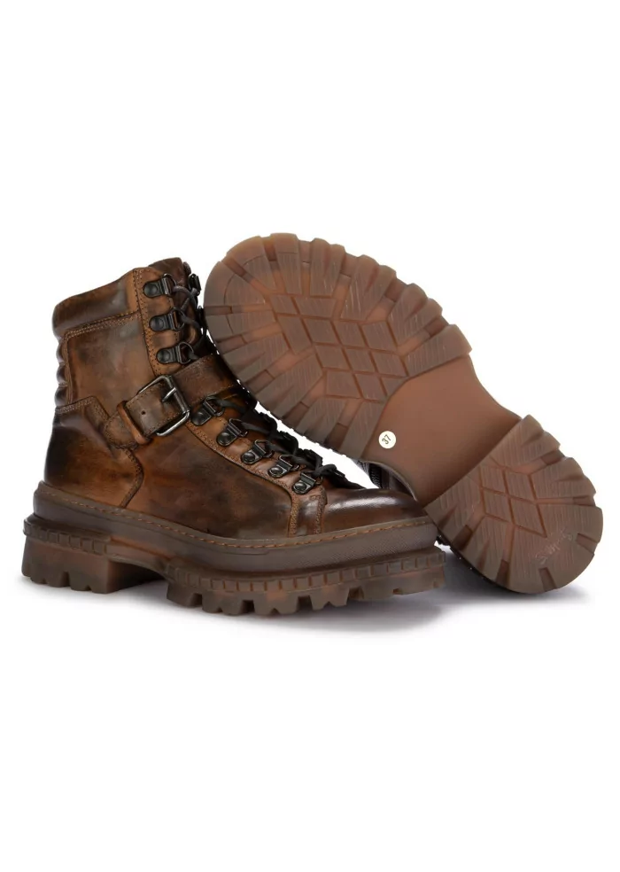 PAWELK'S | STIVALETTI ALLACCIATI CRUST PELLE MARRONE Flash Sale