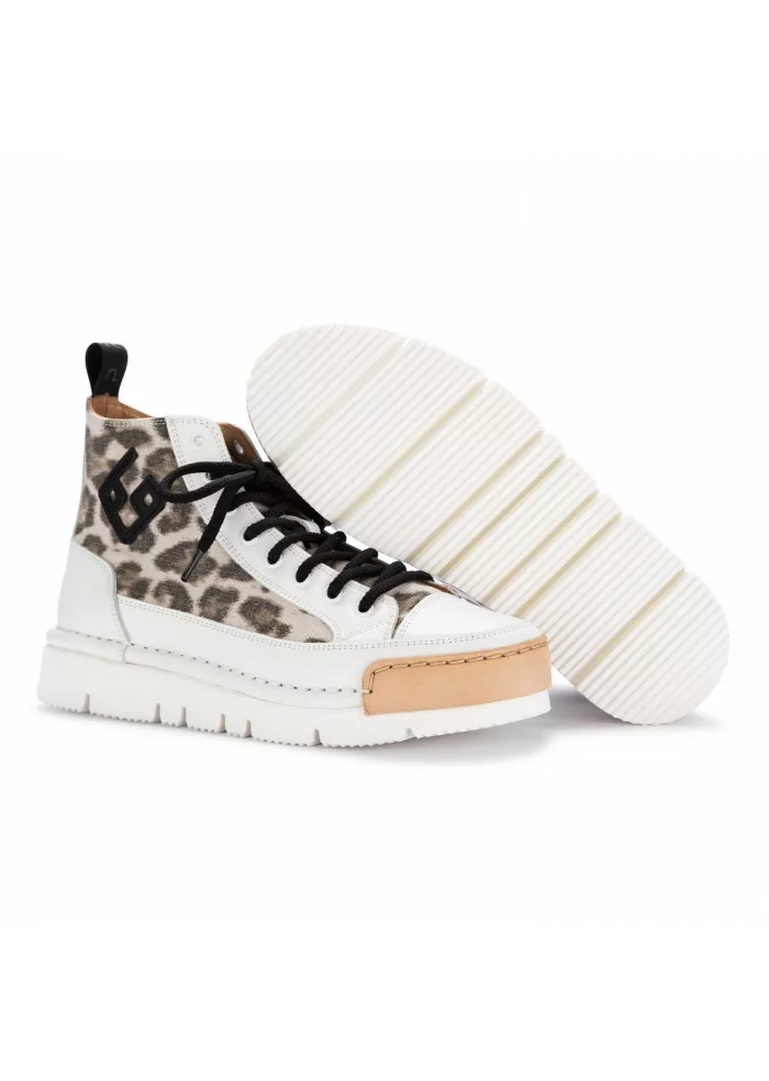 BNG REAL SHOES | SNEKAERS ALTE "LA LEO BLACK" BIANCO MACULATO Ritorno libero