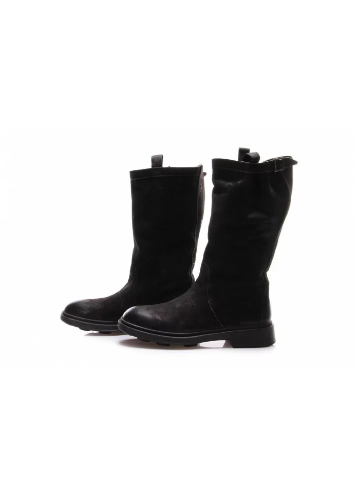 SCARPE DONNA STIVALI TRONCHETTO PELLE NERO MANOVIA 52 In Vendita