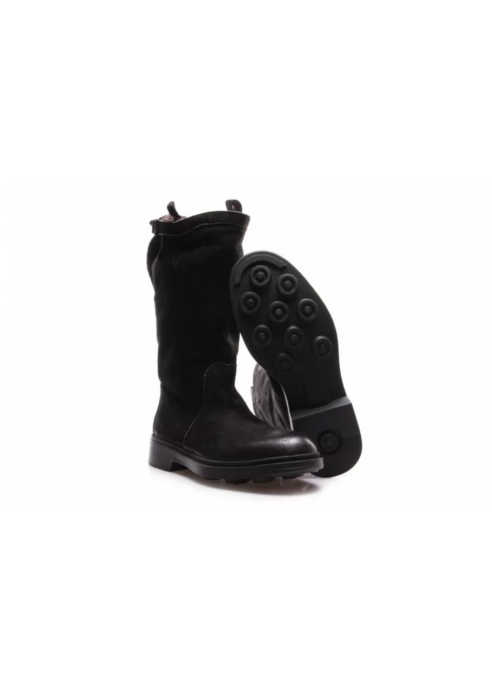 SCARPE DONNA STIVALI TRONCHETTO PELLE NERO MANOVIA 52 In Vendita