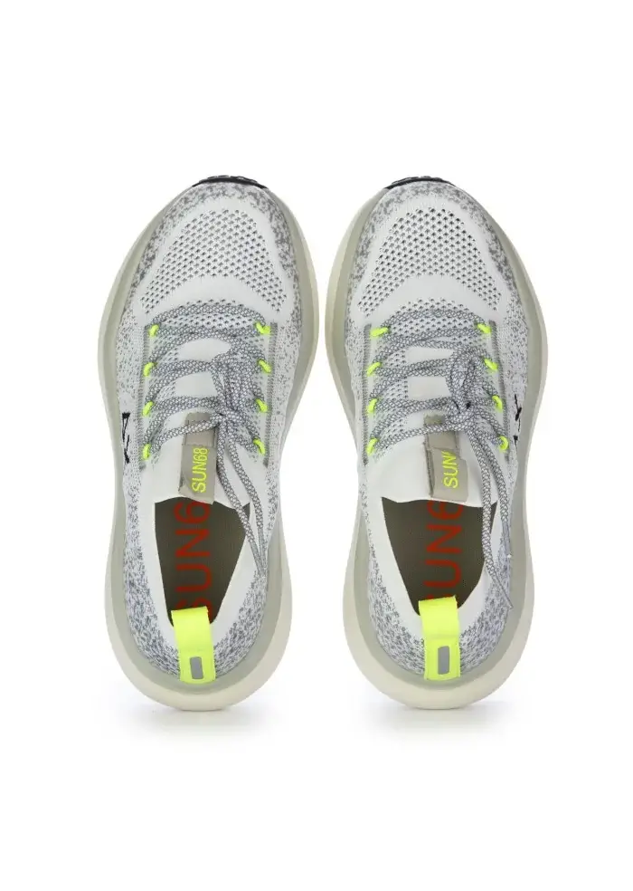 SUN68 | SNEAKERS JUPITER KNIT BIANCO GIALLO FLUO Consegna Veloce