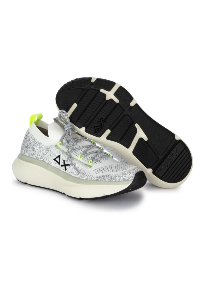 SUN68 | SNEAKERS JUPITER KNIT BIANCO GIALLO FLUO Consegna Veloce
