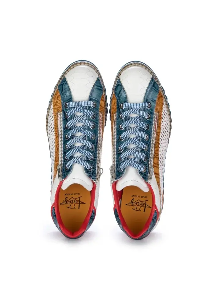 LORENZI | SCARPE ALLACCIATE FRESH BIANCO MARRONE BLU Presa