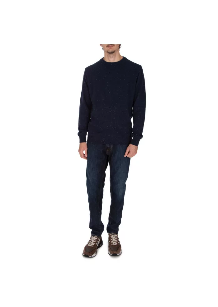 WOOL & CO | MAGLIONE GIROCOLLO PUNTINATO BLU Offerta speciale