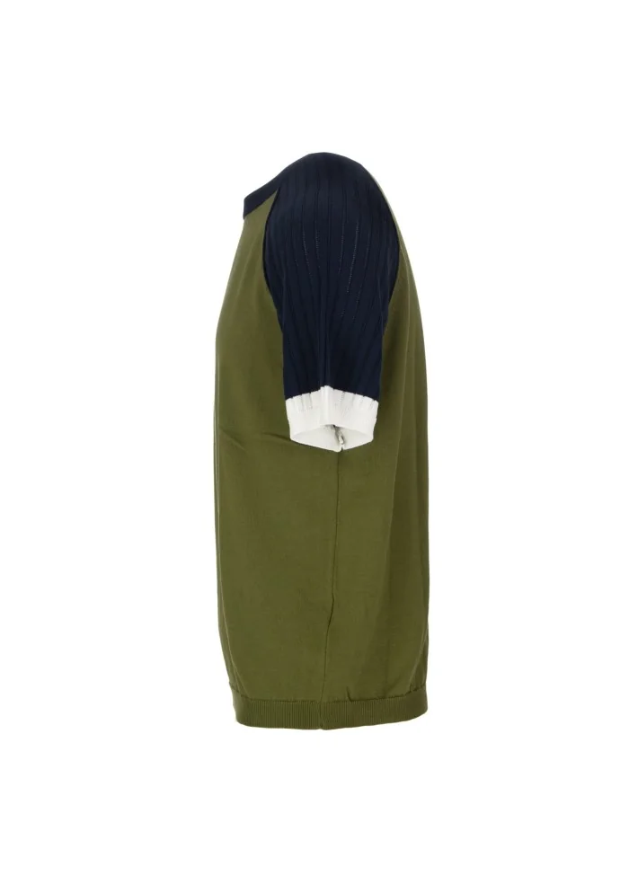 WOOL & CO | T-SHIRT MANICHE COLORATE VERDE BLU BIANCO Smaltimento dello stoccaggio