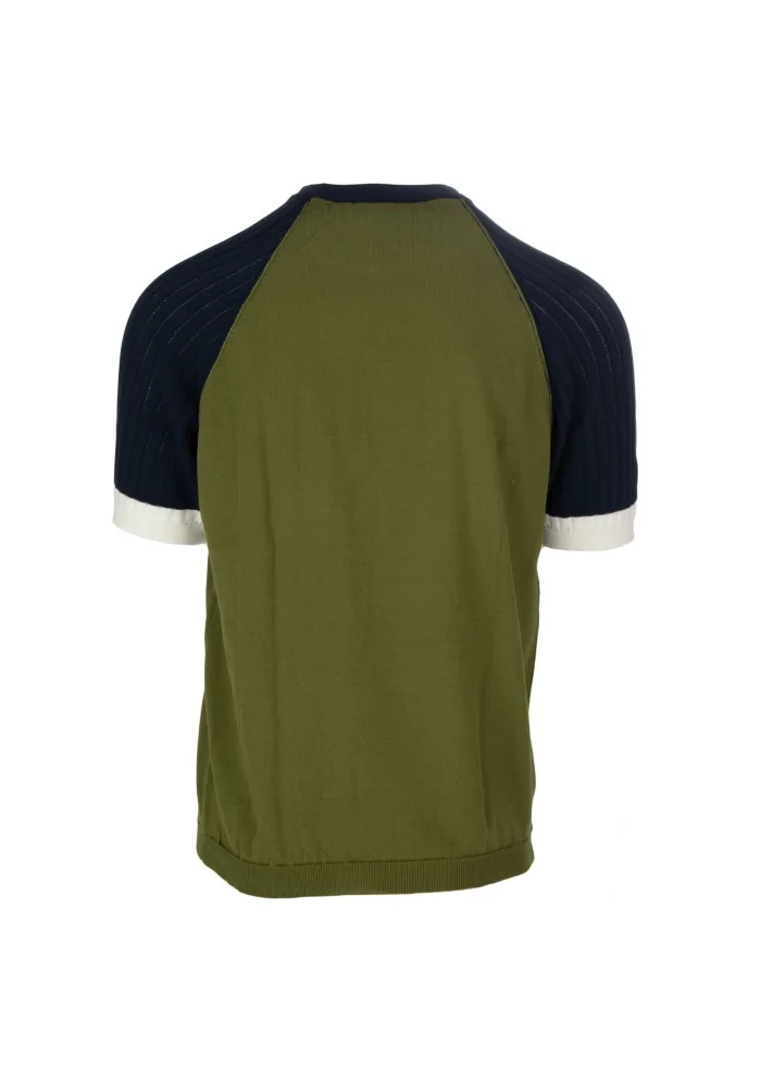 WOOL & CO | T-SHIRT MANICHE COLORATE VERDE BLU BIANCO Smaltimento dello stoccaggio