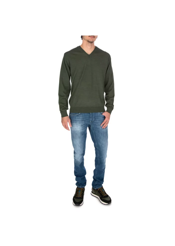 WOOL & CO | MAGLIONE SCOLLO V VERDE In Saldo