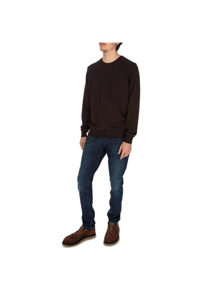 JURTA | MAGLIONE LEGGERO LANA MERINO MARRONE SCURO Negozio online di fabbrica