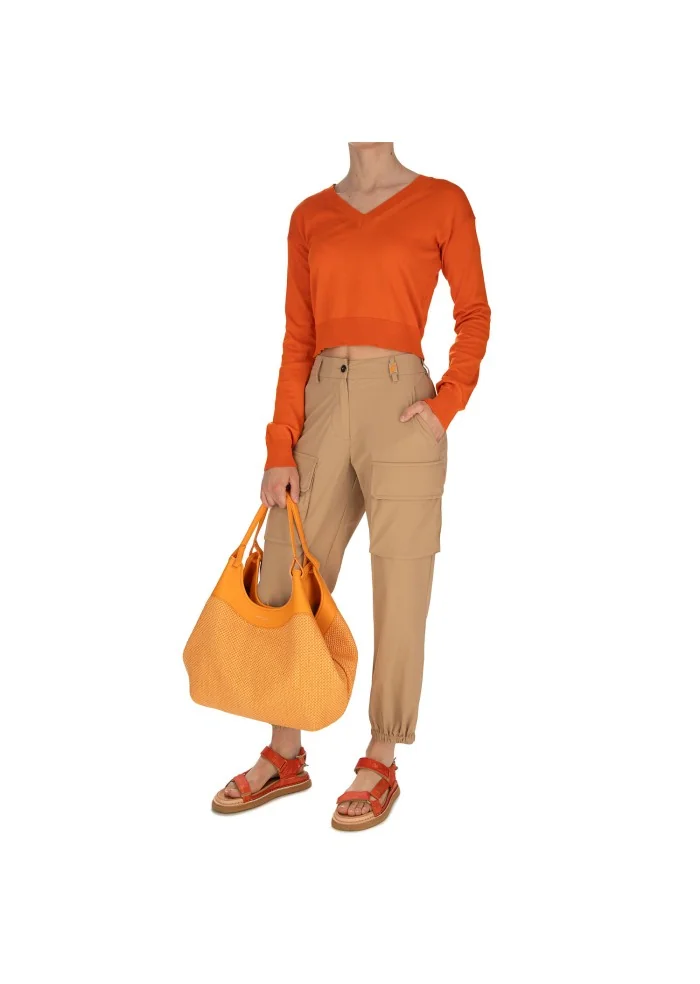 SEMICOUTURE | MAGLIONCINO SCOLLO A V ARANCIONE Enormi risparmi