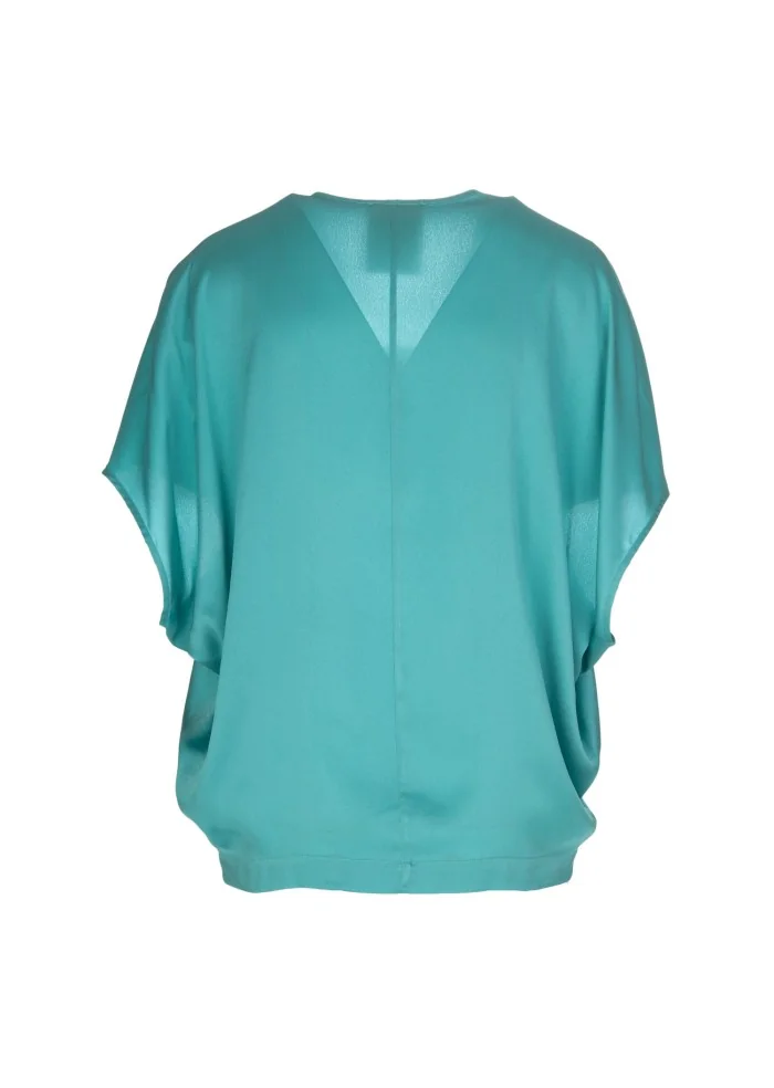 SEMICOUTURE | BLUSA SCOLLO A V ACQUA MARINA Promozione temporanea