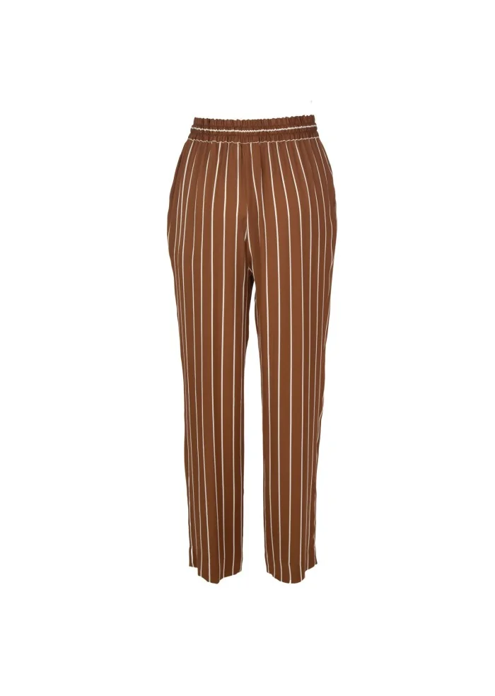 SEMICOUTURE | PANTALONI A RIGHE MARRONE BIANCO 2025