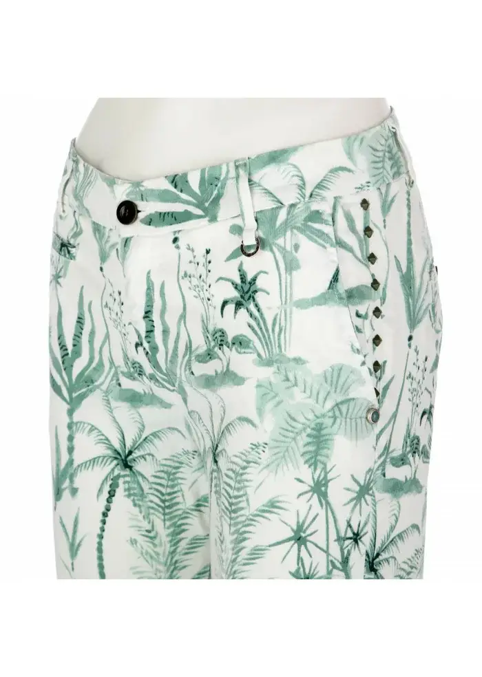 MASON'S | PANTALONI JAQUELINE CAPRI BIANCO VERDE Soddisfazione Garantita