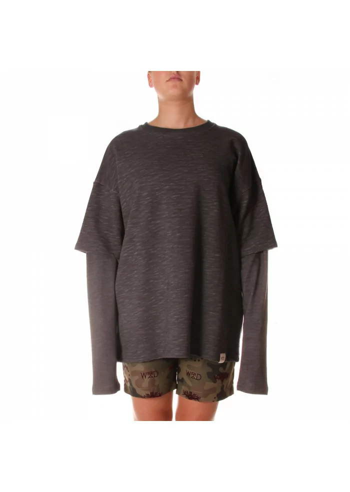 ABBIGLIAMENTO UNISEX FELPA COTONE ORGANICO T-SHIRT GRIGIO WRAD Nuova