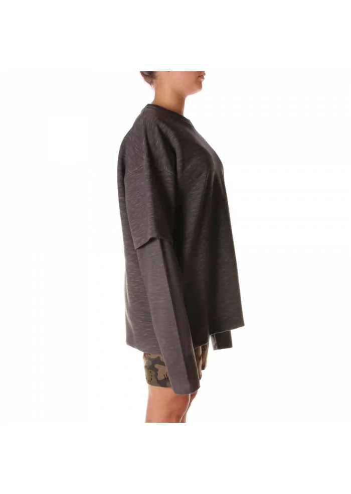 ABBIGLIAMENTO UNISEX FELPA COTONE ORGANICO T-SHIRT GRIGIO WRAD Nuova