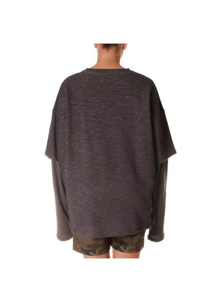 ABBIGLIAMENTO UNISEX FELPA COTONE ORGANICO T-SHIRT GRIGIO WRAD Nuova