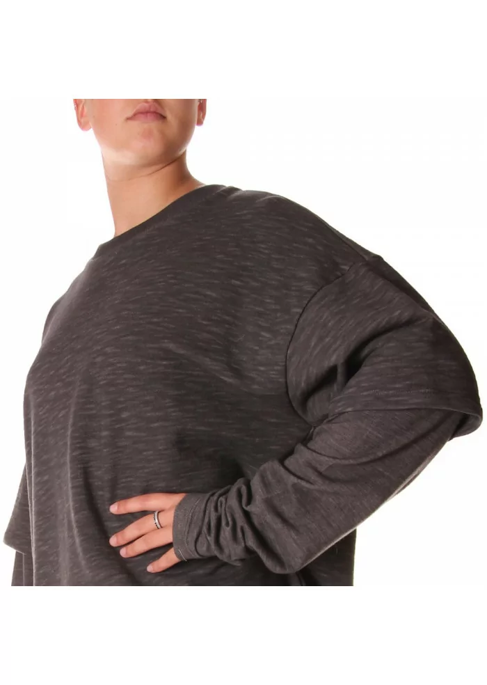 ABBIGLIAMENTO UNISEX FELPA COTONE ORGANICO T-SHIRT GRIGIO WRAD Nuova
