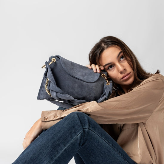 Lorenzo Mari Borsa Little Darcy Camoscio denim Vendita Economica