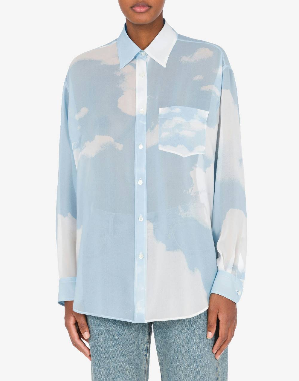 Love Moschino Camicia in georgette In The Cloud Vendita