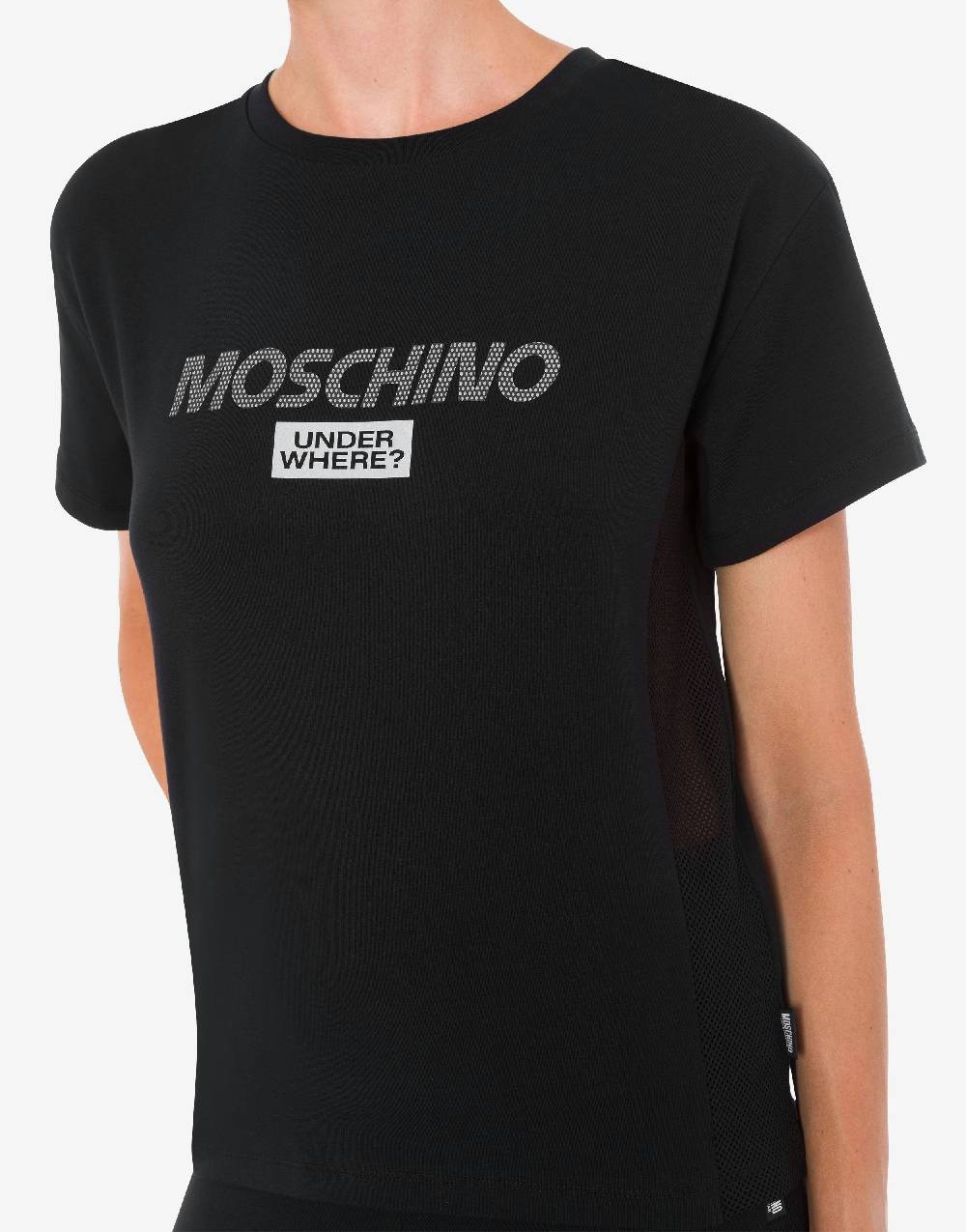 Love Moschino T-shirt in jersey stretch Mesh Logo Italy
