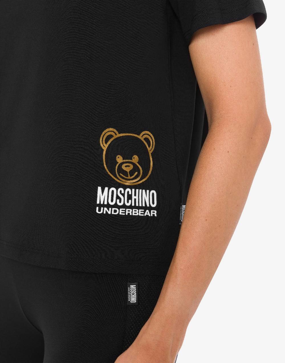 Love Moschino T-shirt in jersey stretch Flock Teddy Bear Convenienza