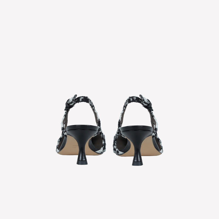 Roberto Festa SLINGBACK IN TWEED CON FIBBIA CRISTALLI BAGUETTE ATENA Acquista Ora