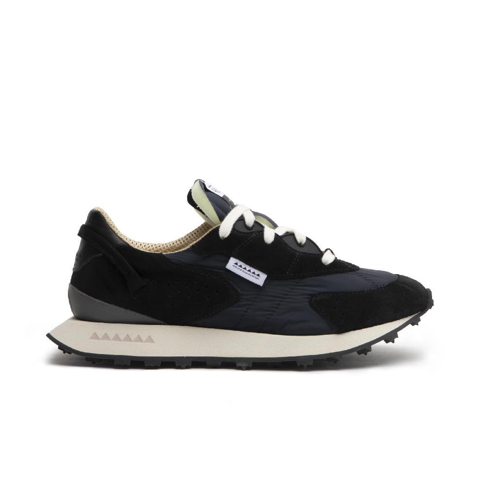 RUN OF Kripto sneakers in pelle scamosciata nera e nylon nero In Vendita