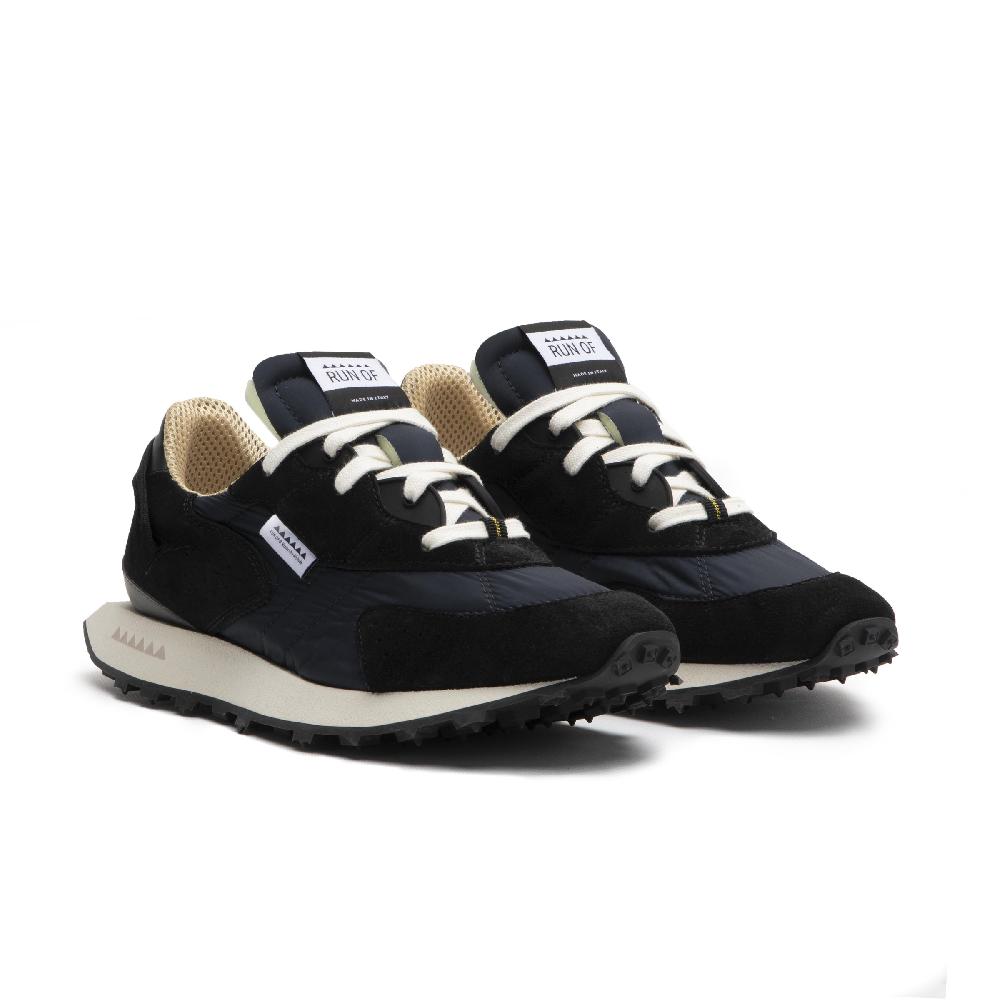 RUN OF Kripto sneakers in pelle scamosciata nera e nylon nero In Vendita
