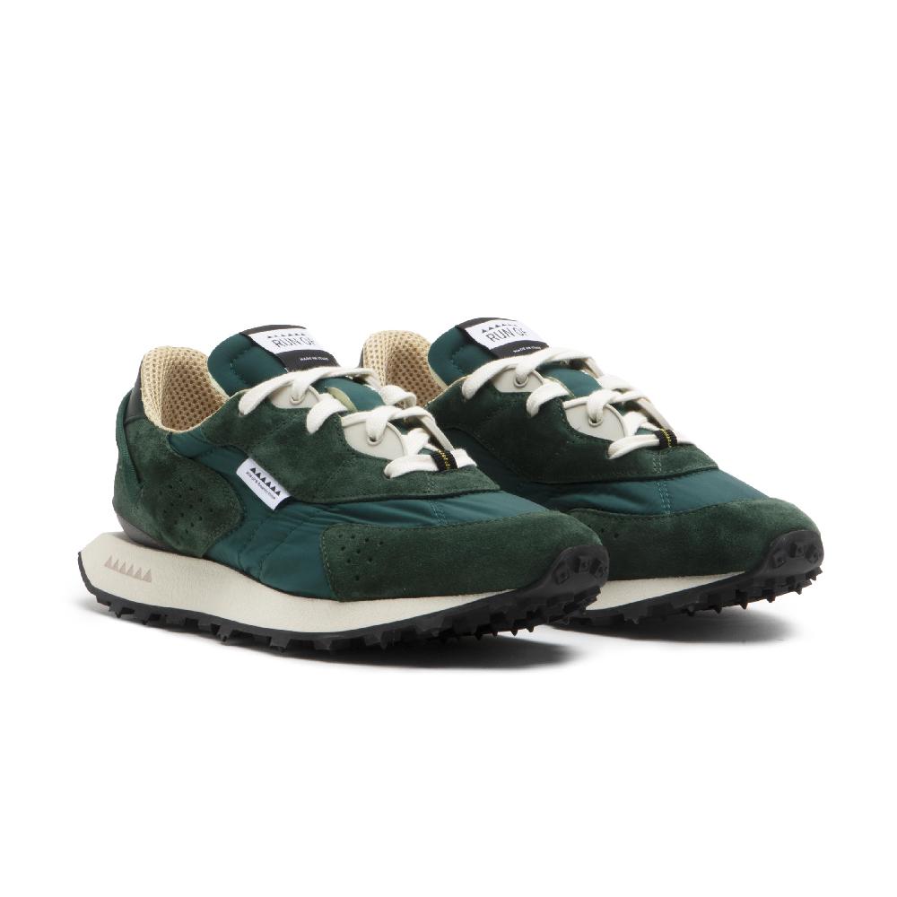 RUN OF Radon sneakers in pelle scamosciata verde e nylon verde Offerte
