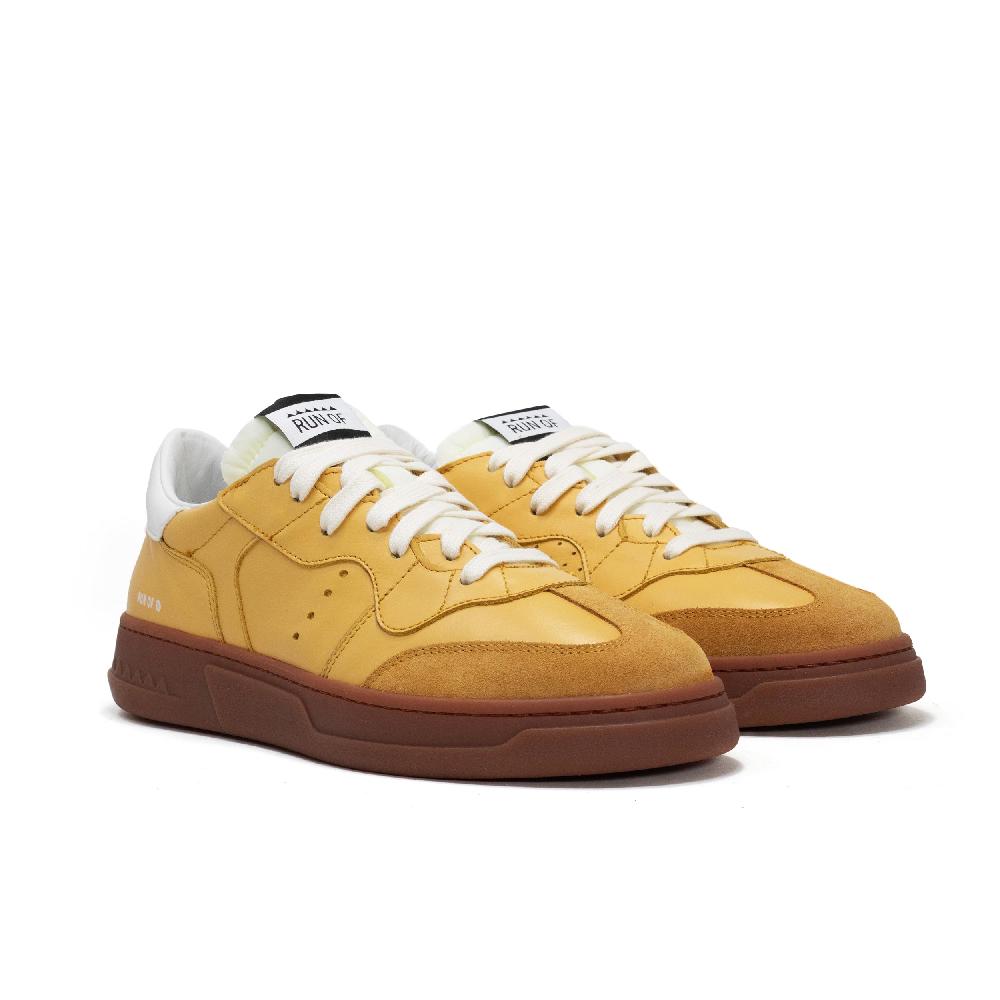 RUN OF George sneakers in pelle gialla con talloncino in pelle bianca Presa