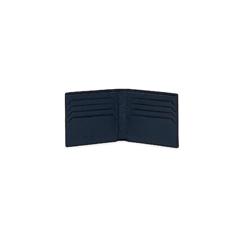 Santoni Portafoglio in saffiano blu In Saldo