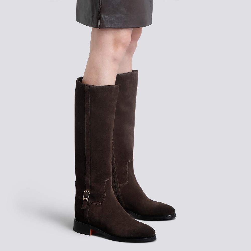 Santoni Stivale da donna in suede testa di moro Saldi